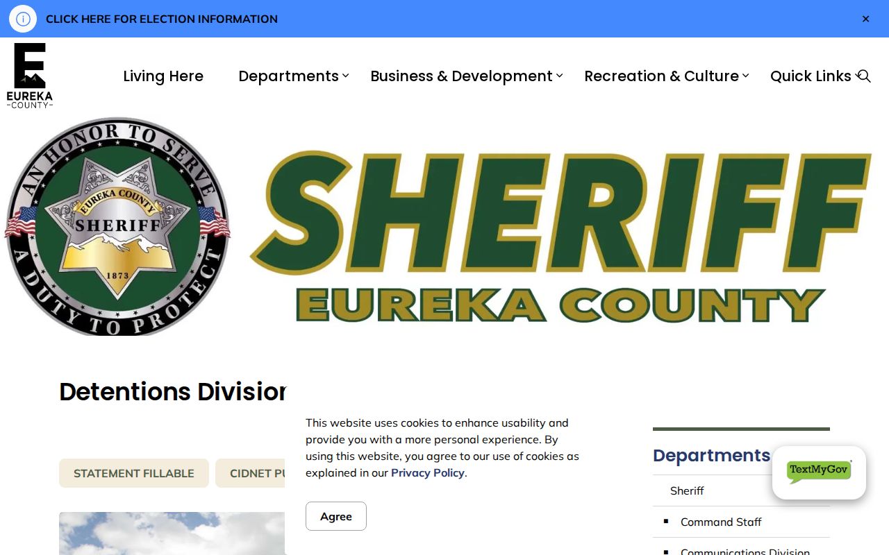 Eureka County Justice Facility detention and visitation information